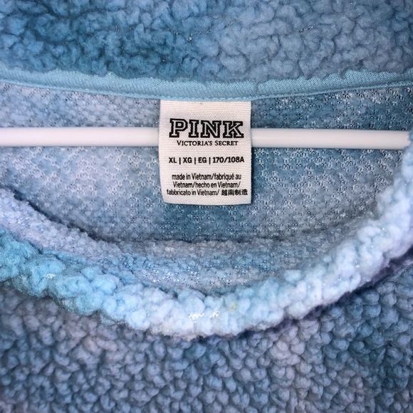 Victoria’s Secret PINK Sherpa Cowl Neck Pullover Sweater Retro Sky Blue - Picture 2 of 5
